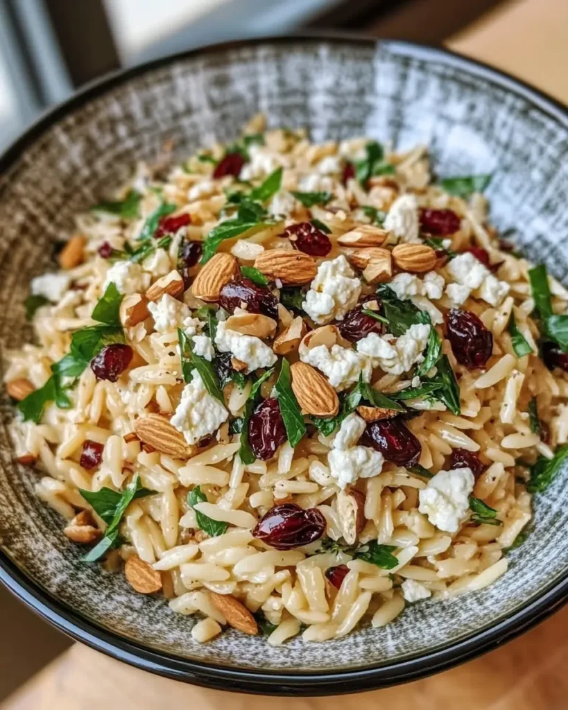 Feta and Cranberry Orzo with Lemon Vinaigrette