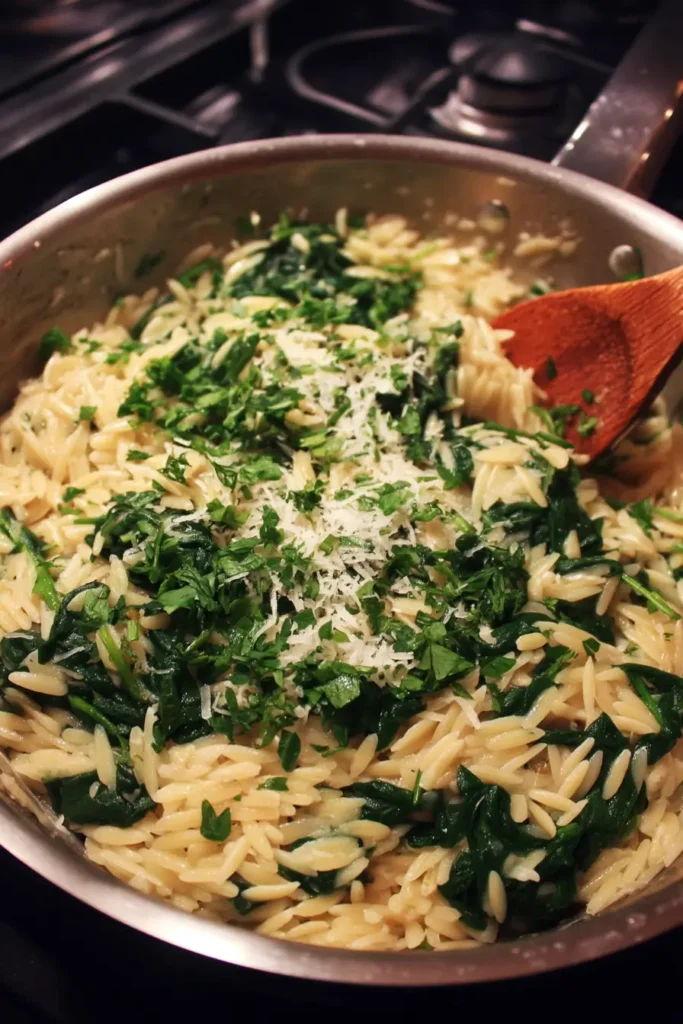Parmesan Spinach Orzo