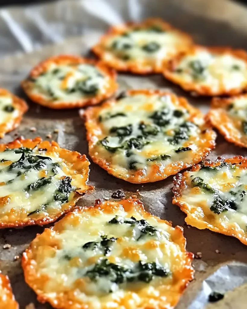 Spinach Dip Cheese Crisps