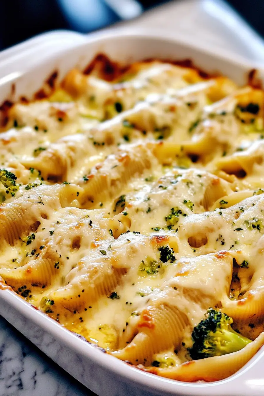 cheesy chicken and broccoli stuffed shells
